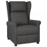 vidaXL Fotoliu rabatabil, gri &icirc;nchis, material textil