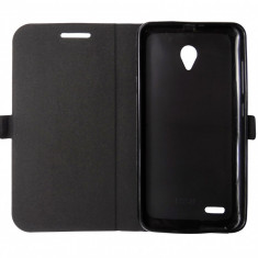Husa tip carte cu stand Magnet Book neagra pentru Vodafone Smart Prime 6 4G