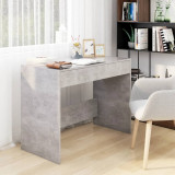 Birou Gri Beton vidaXL 101x50x76.5 cm PAL, Birou Calculator, Masa Scris cu 2 Sertare