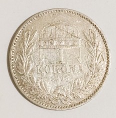 UNGARIA 1 COROANA KORONA KRONEN 1895 VF++XF ARGINT ( CITITI DESCRIEREA )