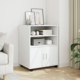 VidaXL Dulap cu roți, alb, 60x48x81 cm, lemn prelucrat