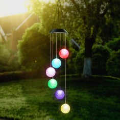 Lampa solara suspendata - sfere de cristal - cu LED RGB - 78 x 12,5 cm 11740A foto