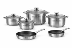 Set vase gatit Royalty Line T010, 10 piese, inox, silver, inductie