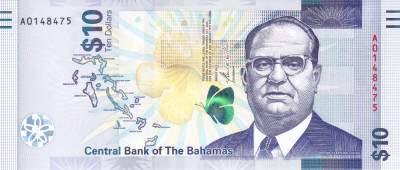 Bancnota Bahamas 10 Dolari 2022 - PNew UNC foto