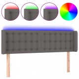 Cumpara ieftin Tablie de pat cu LED, gri, 147x16x78/88 cm, piele ecologica