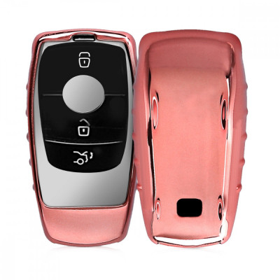 Husa Cheie Auto pentru Mercedes Benz - Smart Key, Silicon, Roz, 45328.93 foto