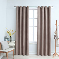 vidaXL Draperii opace cu inele metalice, 2 buc., gri taupe, 140x245 cm