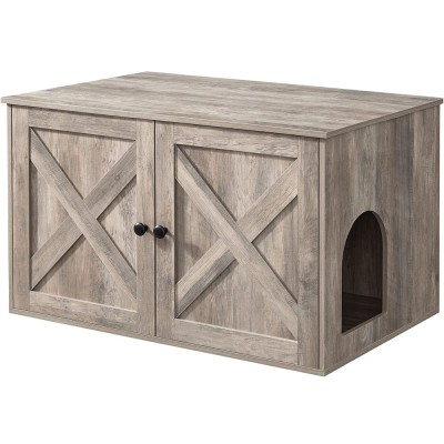 FEANDREA Cusca pentru pisici tip comoda, cu usi si perete despartitor, 80x53x50cm, gri Household NewTrend foto