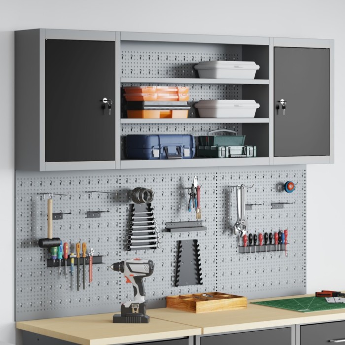 vidaXL Set de Cabinet pentru Unelte și Pegboard cu raft 6 pcs Negru 3321408