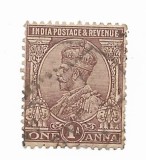 India - Regele George al V-lea, 1865-1936, 1922-1928 - 1 A, obliterat
