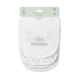 Set 3 bavete bumbac, Lorelli, inchidere cu velcro, potrivit pentru hranire si in perioada eruptiei dentare, White