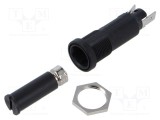 Clemă pe panou SCHURTER FEC 10A 500V pentru siguranțe 6,3x32mm neagră