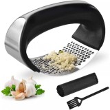 Presa Usturoi Manuala Cozevdnt Argintie, Inox, Anti-Rugina, pentru Ghimbir. Usor de Curatat, Durabila