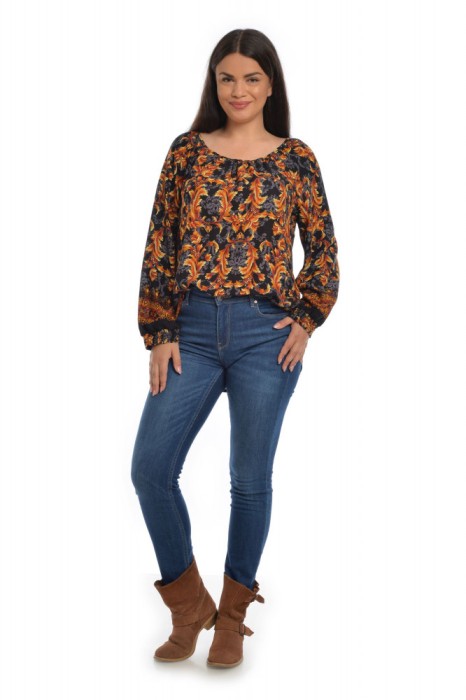 Bluza Dama Multicolora cu Imprimeu Combinat - XL