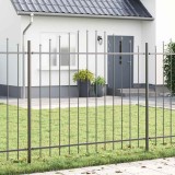 Gard de grădină cu v&acirc;rf arcuit, gri, 6.8x1.25 m, oțel
