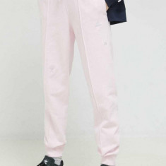 adidas pantaloni de trening din bumbac culoarea roz, cu imprimeu