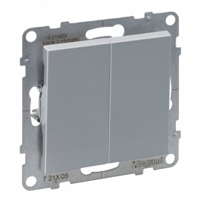 Intrerupator dublu Legrand Suno aluminiu 721305 foto