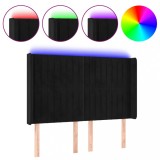 Cumpara ieftin Tablie de pat cu LED, negru, 147x16x118/128 cm, catifea