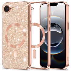 Husa MagSafe pentru Apple iPhone 16e, Techsuit, Luxury Glitter, Roz Aurie