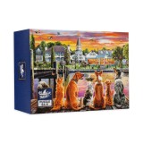 Mini puzzle C&acirc;ini negri pe chei - 54 piese