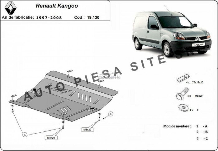 Scut metalic motor Renault Kangoo fabricat in perioada 1997 - 2008 APS-19,130