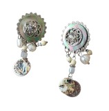 CERCEI CLIPS DIN METAL ARGINTIU, SIDEF NATURAL, MĂRGELE SI PERLE CULTURA