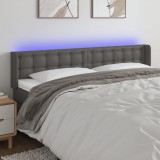 VidaXL Tăblie de pat cu LED, gri, 203x16x78/88 cm, piele ecologică