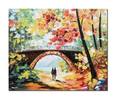 Tablou pictat manual living, dormitor, Impreuna pentru totdeauna, 60x50cm ulei pe panza in cutit efect 3D, gata de expus pe perete foto