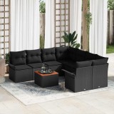VidaXL Set de canapele pentru grădină 9 pcs Negru 55 x 55 x 37 cm
