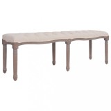 Cumpara ieftin Banca, alb crem, 59.1&quot;x15.7&quot;x18.9&quot;, tesatura si lemn masiv