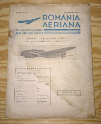 REVISTA AERONAUTICA - ROMANIA AERIANA - (DECEMBRIE) - ANUL 1937 - CAROL II foto
