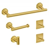 Set accesorii baie Brius&trade;, 5 piese, bara pentru prosoape/suporturi pentru halate/inel pentru prosoape de mana/suport pentru role de toaleta, montare p