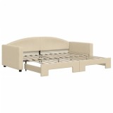 Cumpara ieftin Pat de zi cu extensie, crem, 90x200 cm, textil