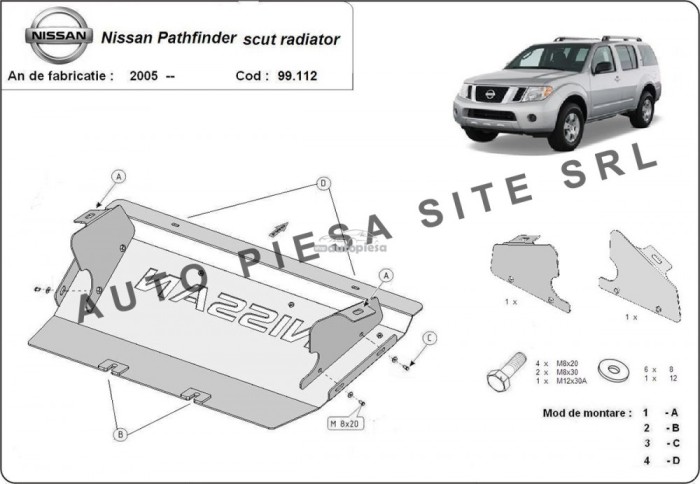 Scut metalic radiator Nissan Pathfinder fabricat incepand cu 2005 APS-99,112