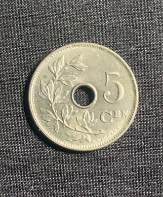 Moneda 5 centimen 1906 Belgia foto