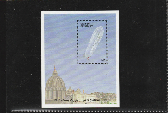 Grenada Grenadines 1988-Transporturi,Zeppelin,Vatican,colita dant.MNH,Mi.bl150