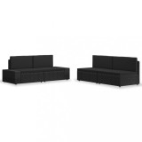 vidaXL Set mobilier de grădină, 4 piese, negru, poliratan