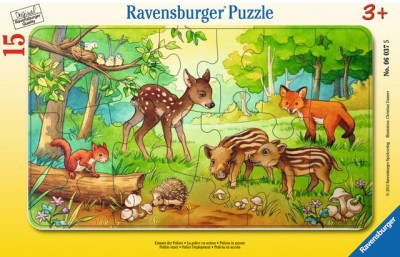 Puzzle tip rama puiuti de animale in padure 15 piese foto