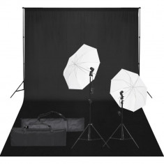 vidaXL Kit studio foto cu set de lumină și fundal