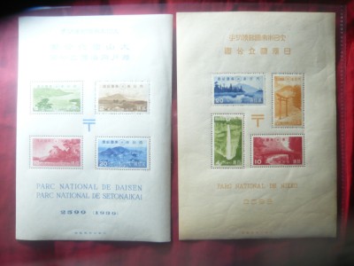 2 Blocuri Japonia 1938 si 1939 Parcuri Nationale cu Etui de prezentare fiecare foto