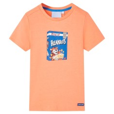 Tricou pentru copii cu m&acirc;neci scurte, portocaliu neon, 116
