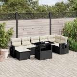 Set mobilier de gradina cu perne, 8 piese, negru, poliratan GartenMobel Dekor, vidaXL