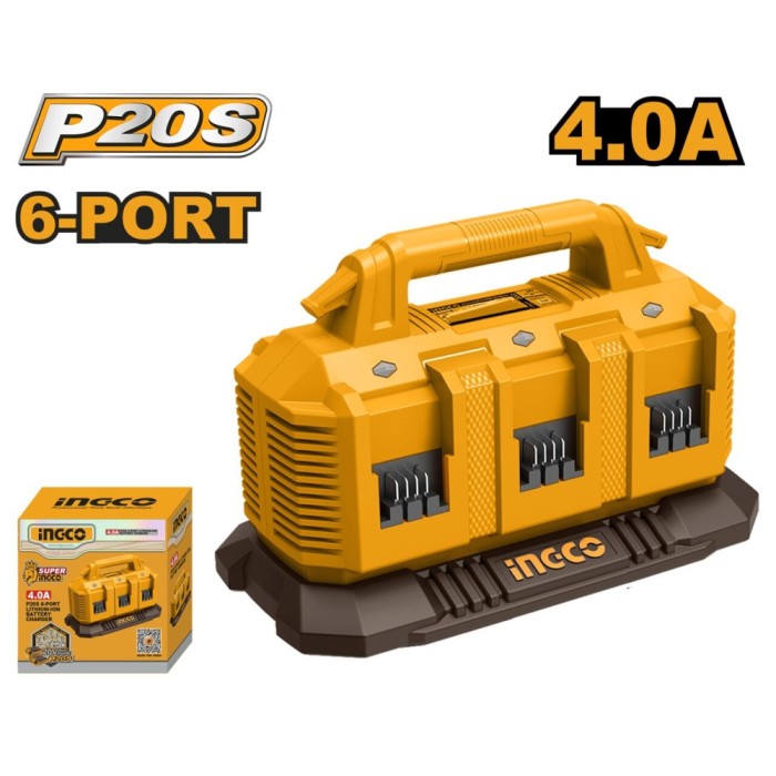 Incarcator acumulator rapid 20 v cu 6 porturi p20 s - Ingco FCLI2064