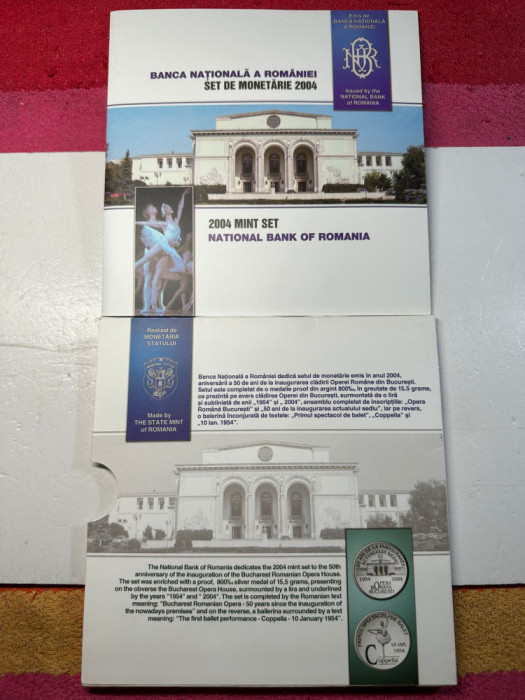 SET MONETARIE Romania BNR - An 2004 - Set monede in circulatie + Medalie Argint