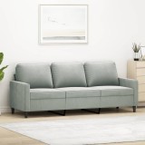 Gossi canapea cu 3 locuri, gri deschis, material 180cm catifea