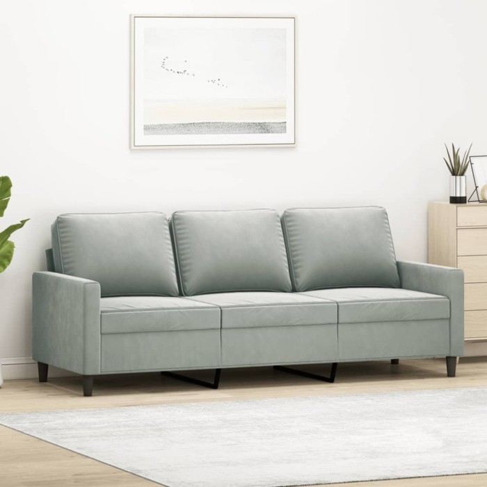 Gossi canapea cu 3 locuri, gri deschis, material 180cm catifea