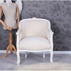 Fotoliu din lemn masiv alb cu tapiterie din catifea grej CAT660B01