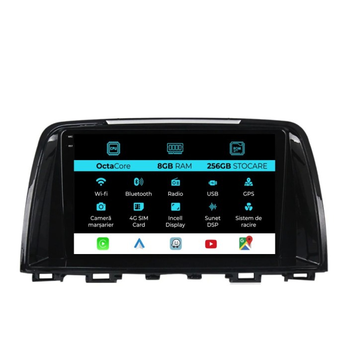Navigatie Dedicata Mazda 6 (2013-2015), 9Inch, 8Gb Ram, 256Gb Stocare, Carplay