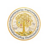 Cumpara ieftin Abtibild sticker cu copacul prosperitatii cu monede chinezesti, pepite, mantre si cele 8 simboluri tibetane &amp;#8211; mic