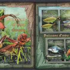 Africa Centrala 2012 - PESTI de APA DULCE - BL + KB - MNH